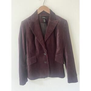 Body By Victoria Womens Size 6 Burgundy Velvet Blazer Preppy Academia Jacket